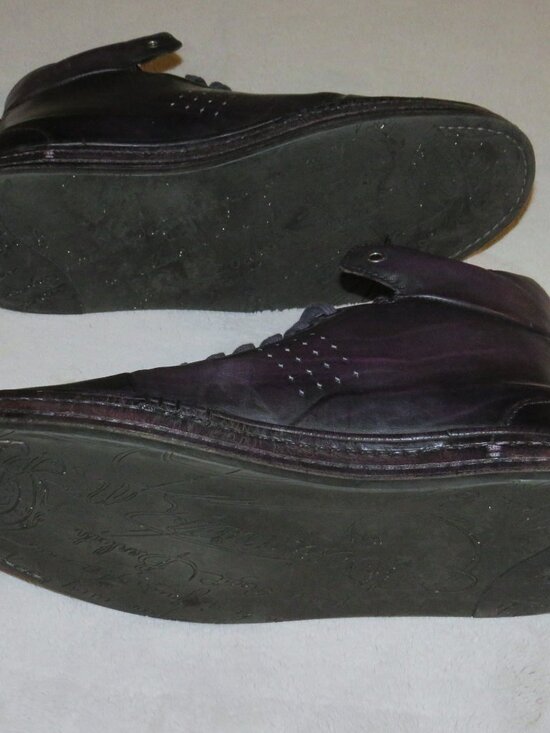 Berluti Playtime Script Leather Purple Burnished High Top Sneakers 9.5 main image 5
